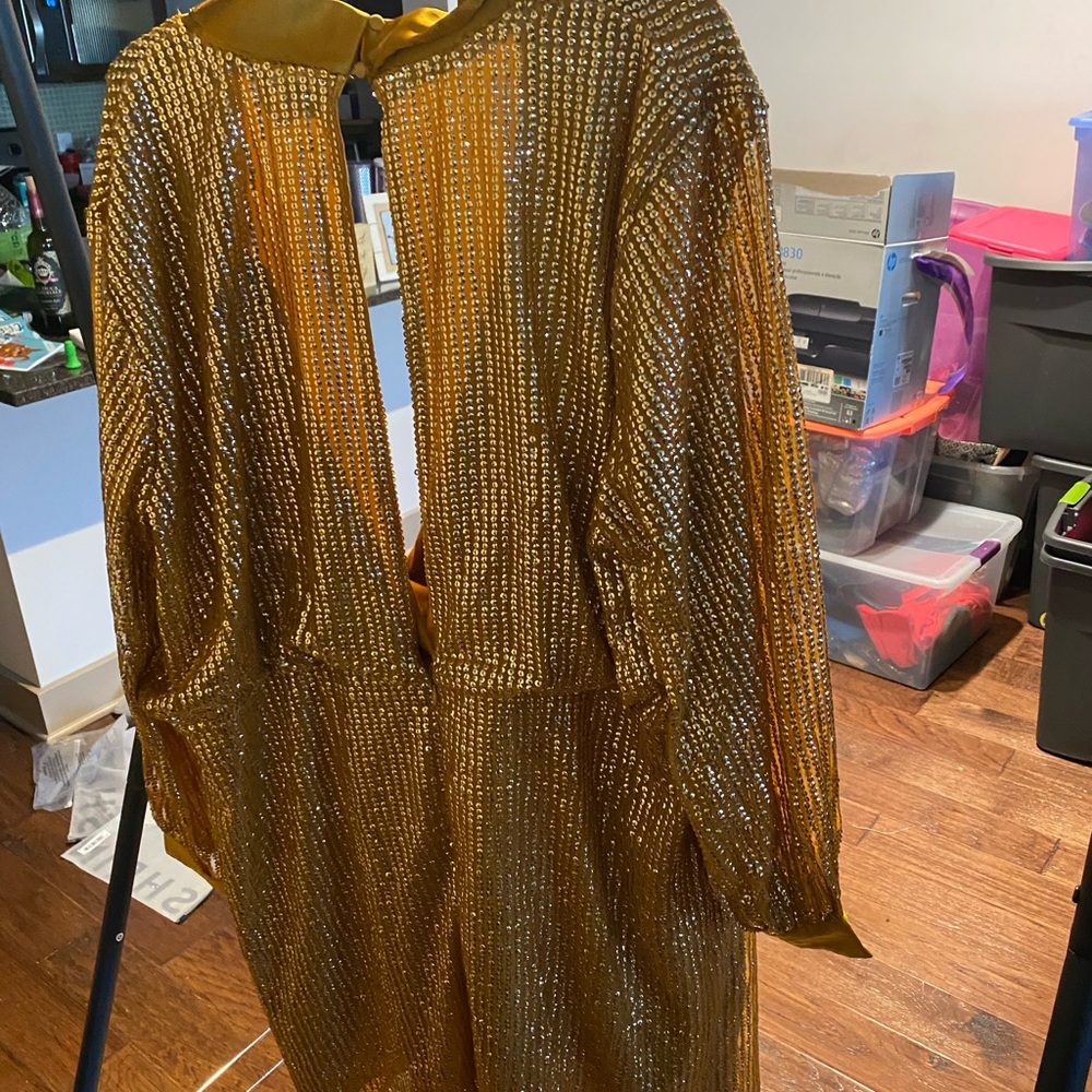 Mustard Sequined Dress - Picture 2 of 8